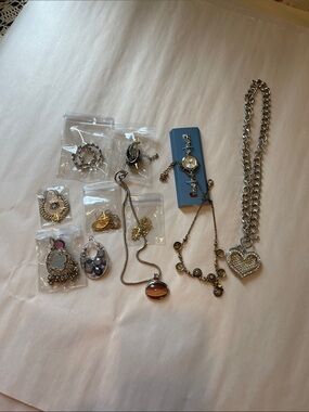 Lot of mixed costume jewelry earrings watch bracelet necklace